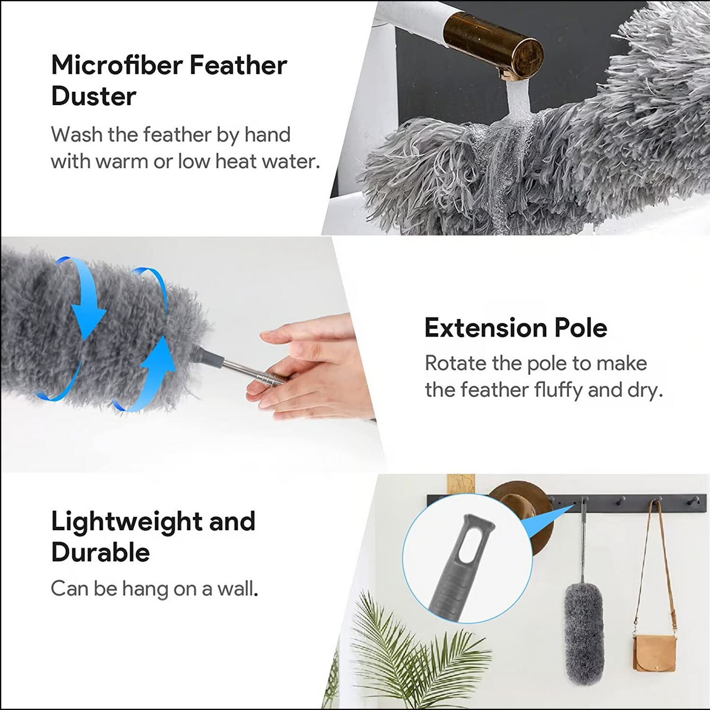 Retractable Washable Curved Microfiber Duster